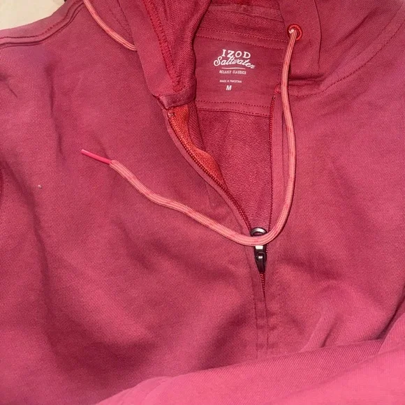 Izod “Washed” salmon pink / coral cotton Full-Zip Hoodie - Picture 3 of 5